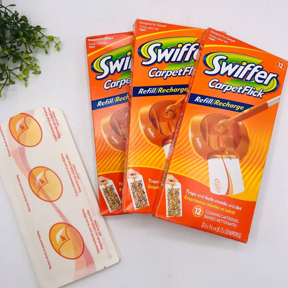 Swiffer CarpetFlick Refill 3 Boxes of 12 (36) +10 Extra Cleaning Cartridges Disc